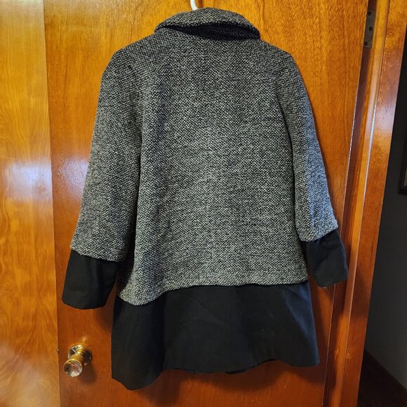 Women's Large INC International Concepts Black/White Wool Blend Coat - Picture 10 of 10